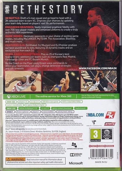 NBA 2K16 - XBOX 360 (B Grade) (Genbrug)